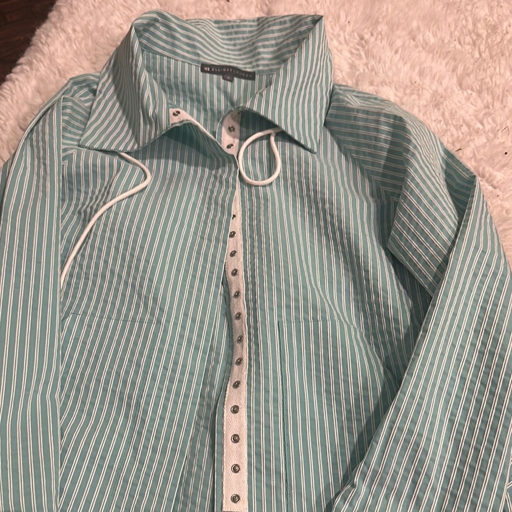Calvin Klein Men's Green Striped Shirt